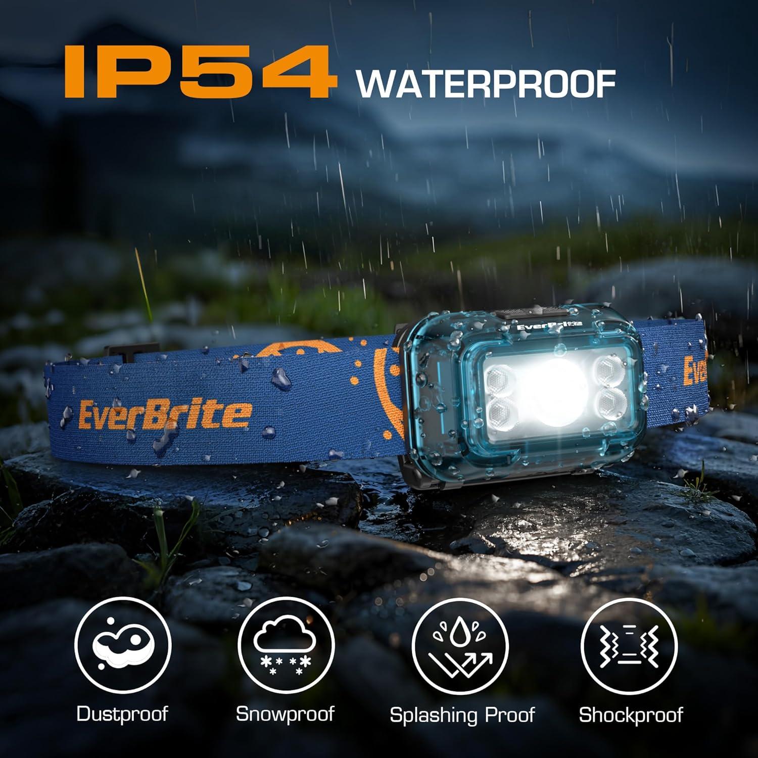 image:imageEverBrite Rechargeable Headlamp 2 Pack Kids Headlamp with WhiteRedGreen Light and Memory Function Head Lamp for Adult and Kid with 5 Modes 120 Adjustable LED Headlamp for Camping RunningPinkMineral Blue
