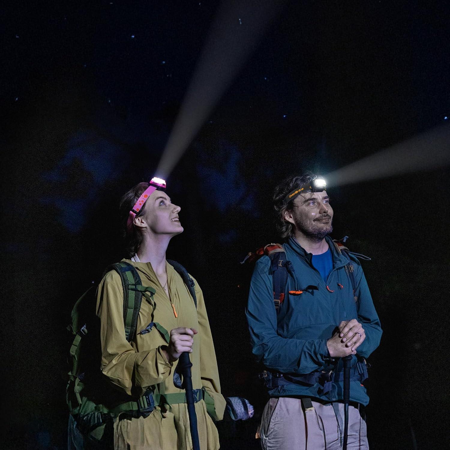 image:imageEverBrite Rechargeable Headlamp 2 Pack Kids Headlamp with WhiteRedGreen Light and Memory Function Head Lamp for Adult and Kid with 5 Modes 120 Adjustable LED Headlamp for Camping RunningPinkPure Transparent