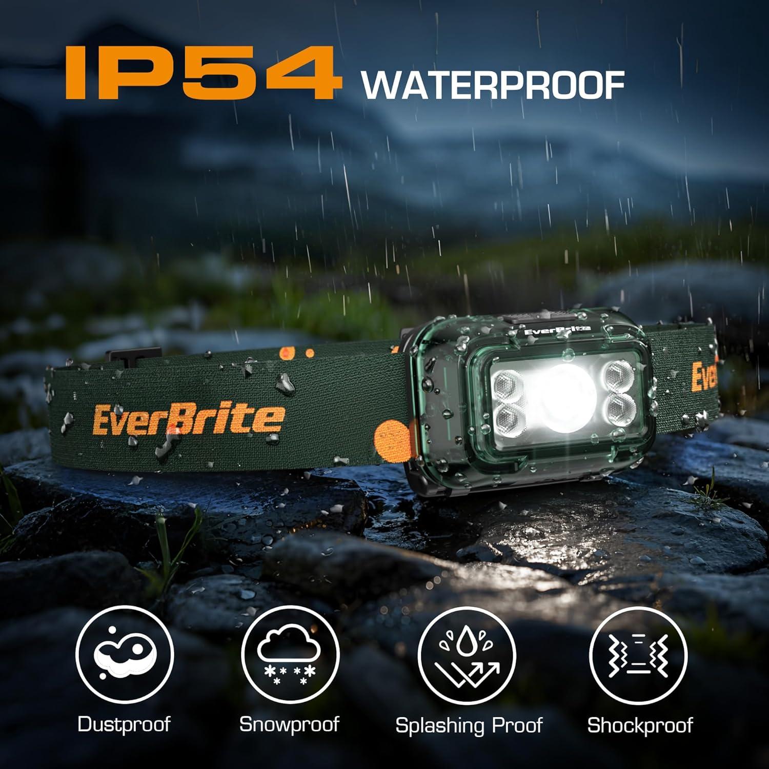 image:imageEverBrite Rechargeable Headlamp 2 Pack Kids Headlamp with WhiteRedGreen Light and Memory Function Head Lamp for Adult and Kid with 5 Modes 120 Adjustable LED Headlamp for Camping RunningPinkForest Green