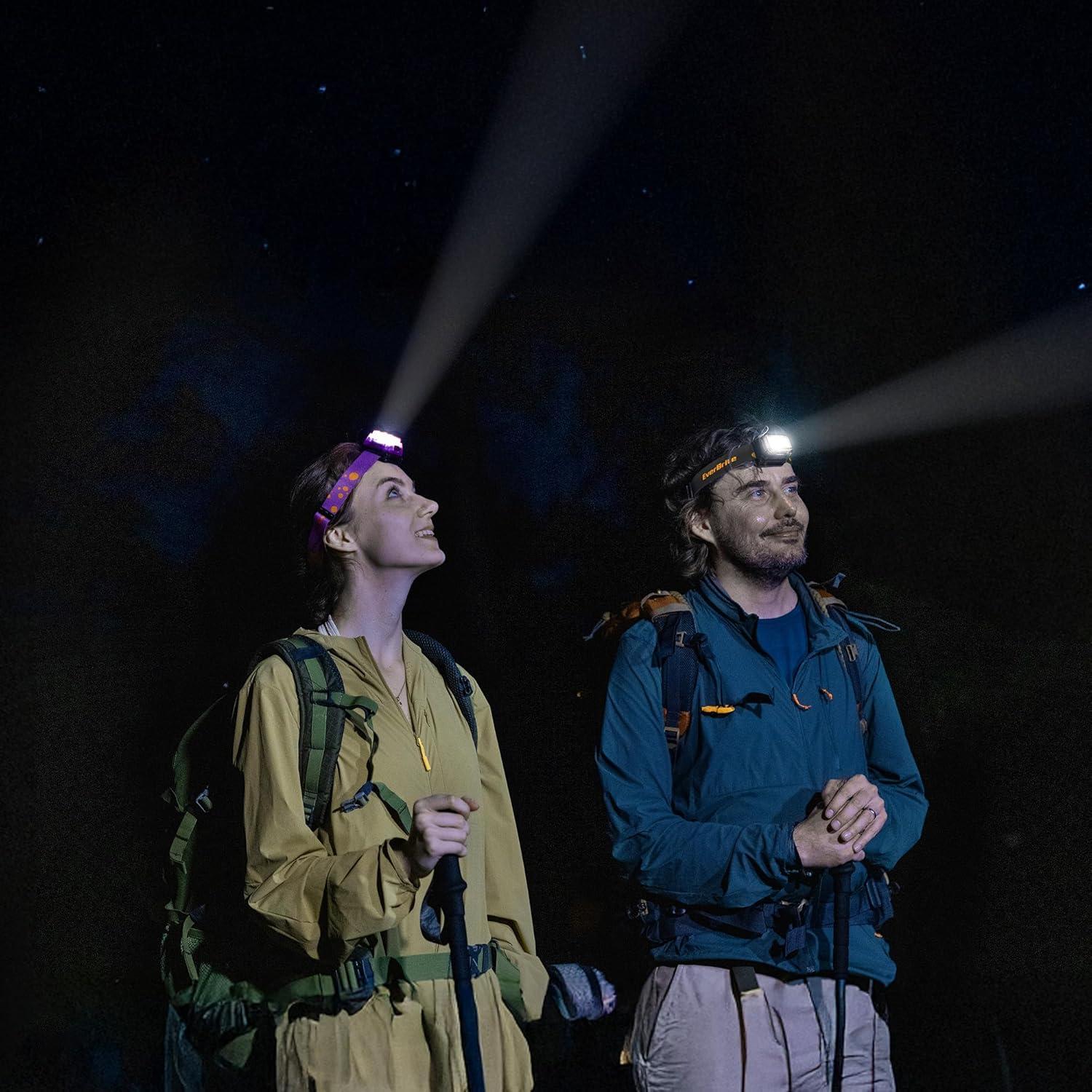 image:imageEverBrite Rechargeable Headlamp 2 Pack Kids Headlamp with WhiteRedGreen Light and Memory Function Head Lamp for Adult and Kid with 5 Modes 120 Adjustable LED Headlamp for Camping RunningPinkDeep Purple