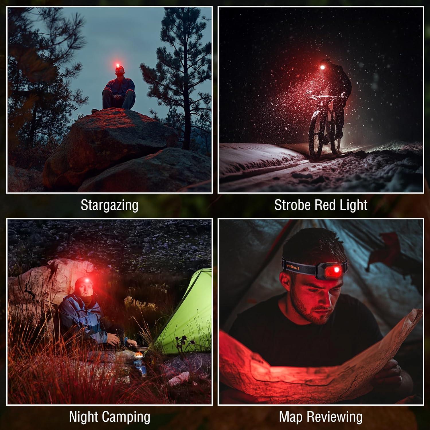 image:imageEverBrite Rechargeable Headlamp 700 Lumens Head lamp for Adults 6 Modes with WhiteRedGreen Light 60 Adjustable LED Headlight for Hunting Running and Hiking