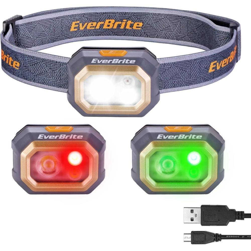 image:imageEverBrite Rechargeable Headlamp 700 Lumens Head lamp for Adults 6 Modes with WhiteRedGreen Light 60 Adjustable LED Headlight for Hunting Running and Hiking