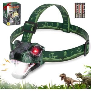EverBrite Dinosaur LED Headlamp, T-Rex Head Lamp with Roar & Silent Mode, Batteries Included, Hands-Free Headlight for Camping, Hiking, Night Walking, Costume & Outdoor Use(DINOSAUR)